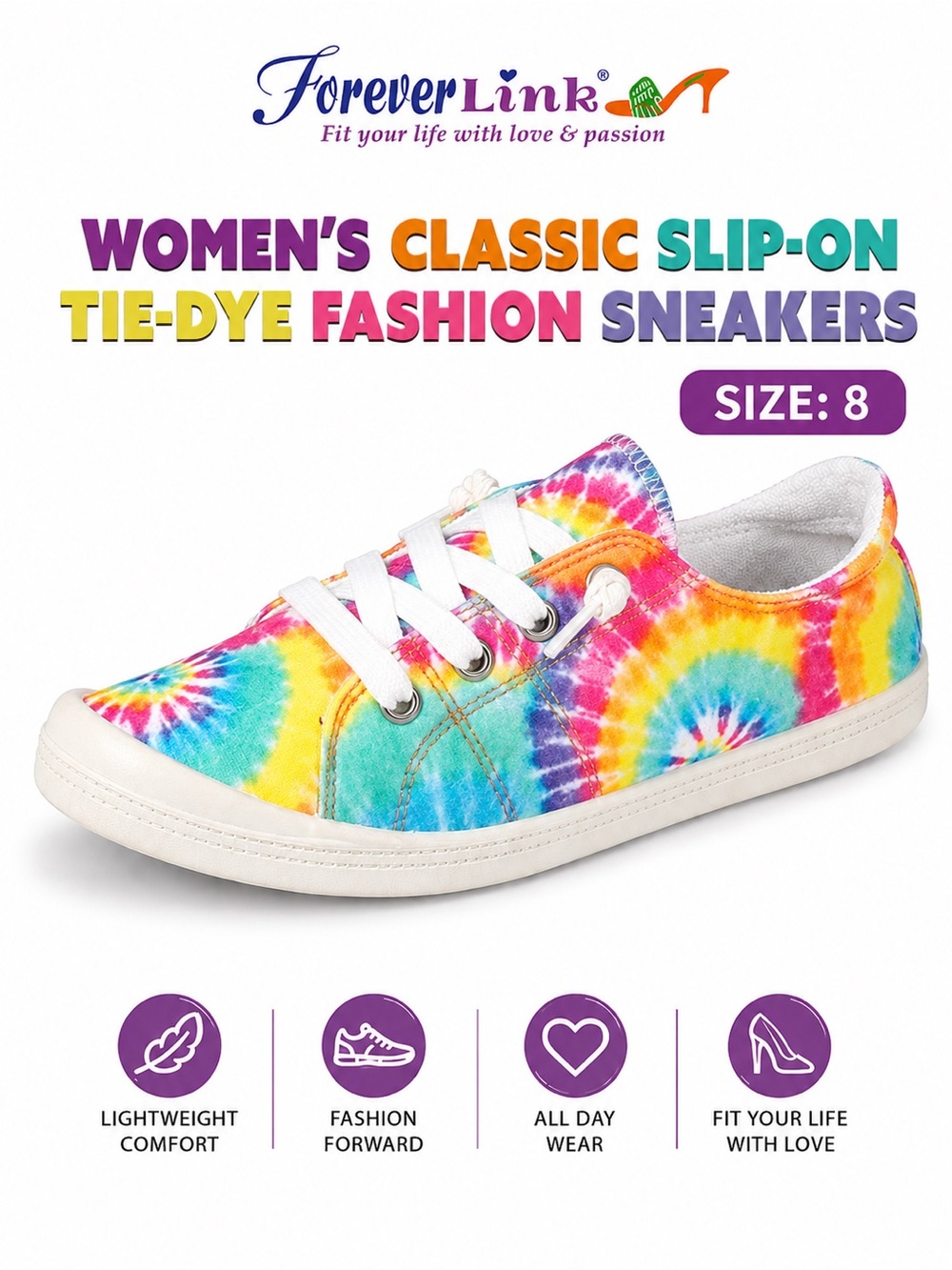 Tie-Dye Lace Up Slip On Flexible Rubber Casual Street Sneakers